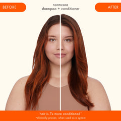 Amika shampoo en mano demostrando limpieza suave y sin sulfatos
