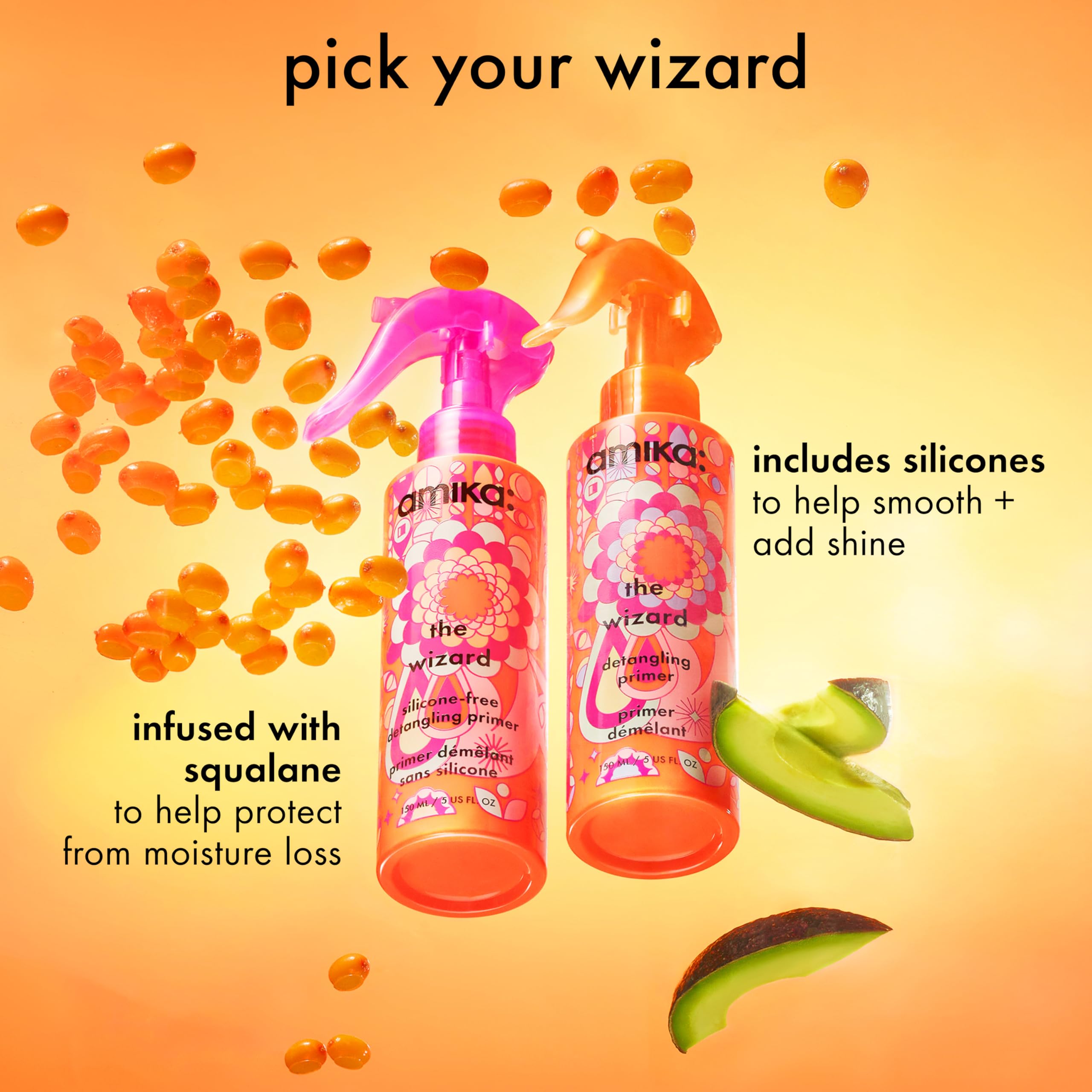 amika bottle in hand showing 150ml scale and travel-friendly size