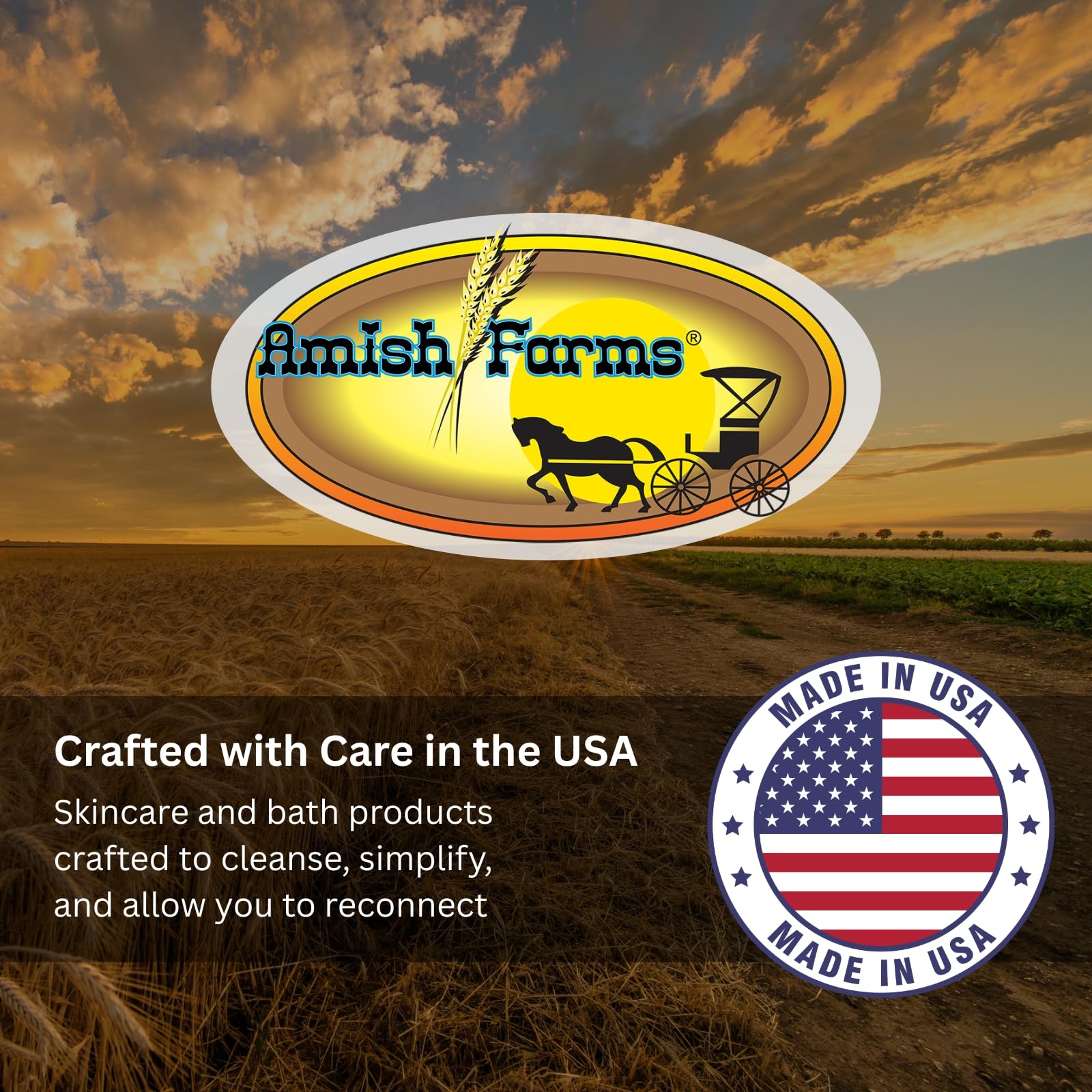 Amish Farms family using soap in shower showing suitable gentle care