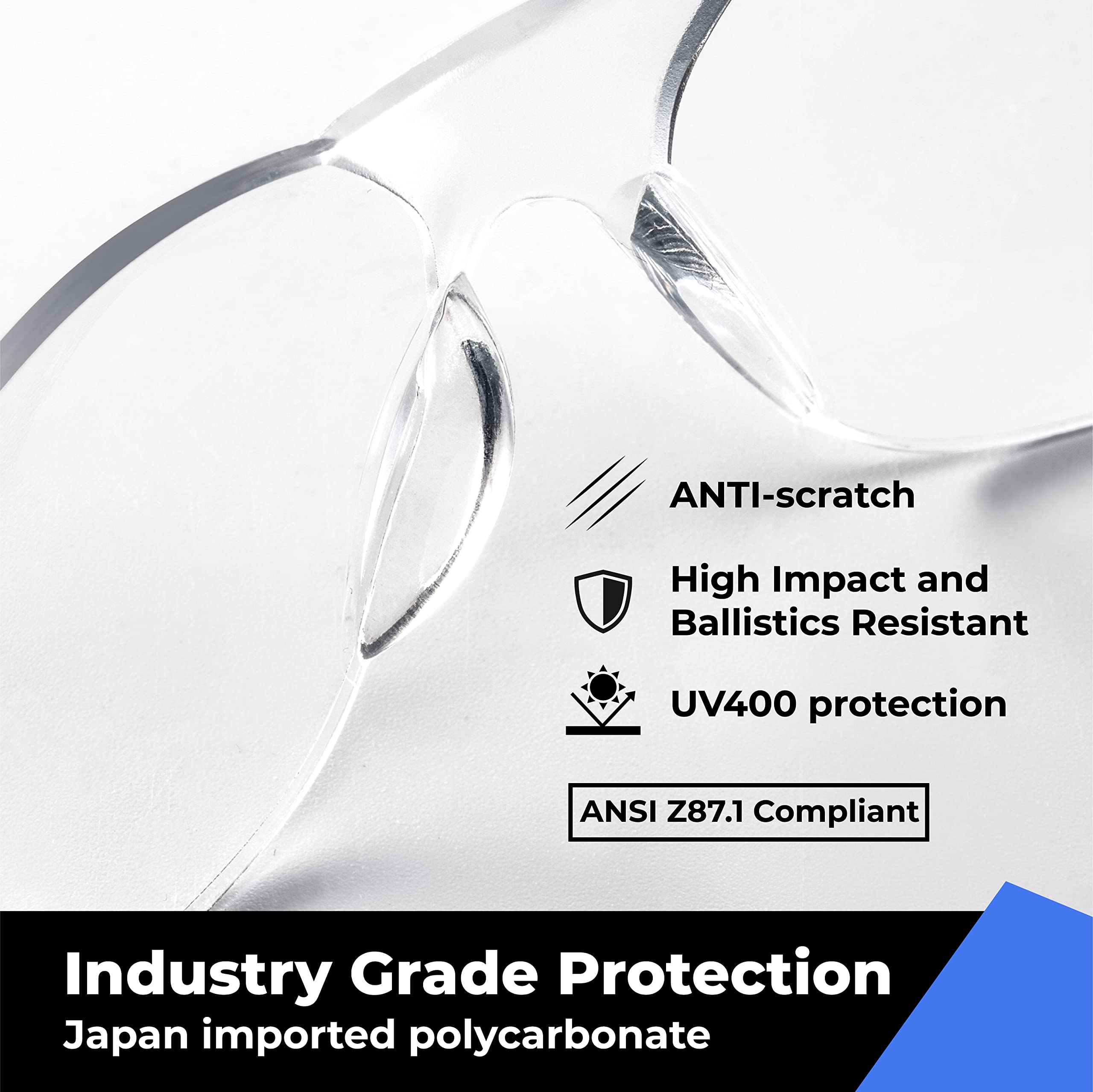 amoolo gafas en uso con casco de seguridad, protección cómoda