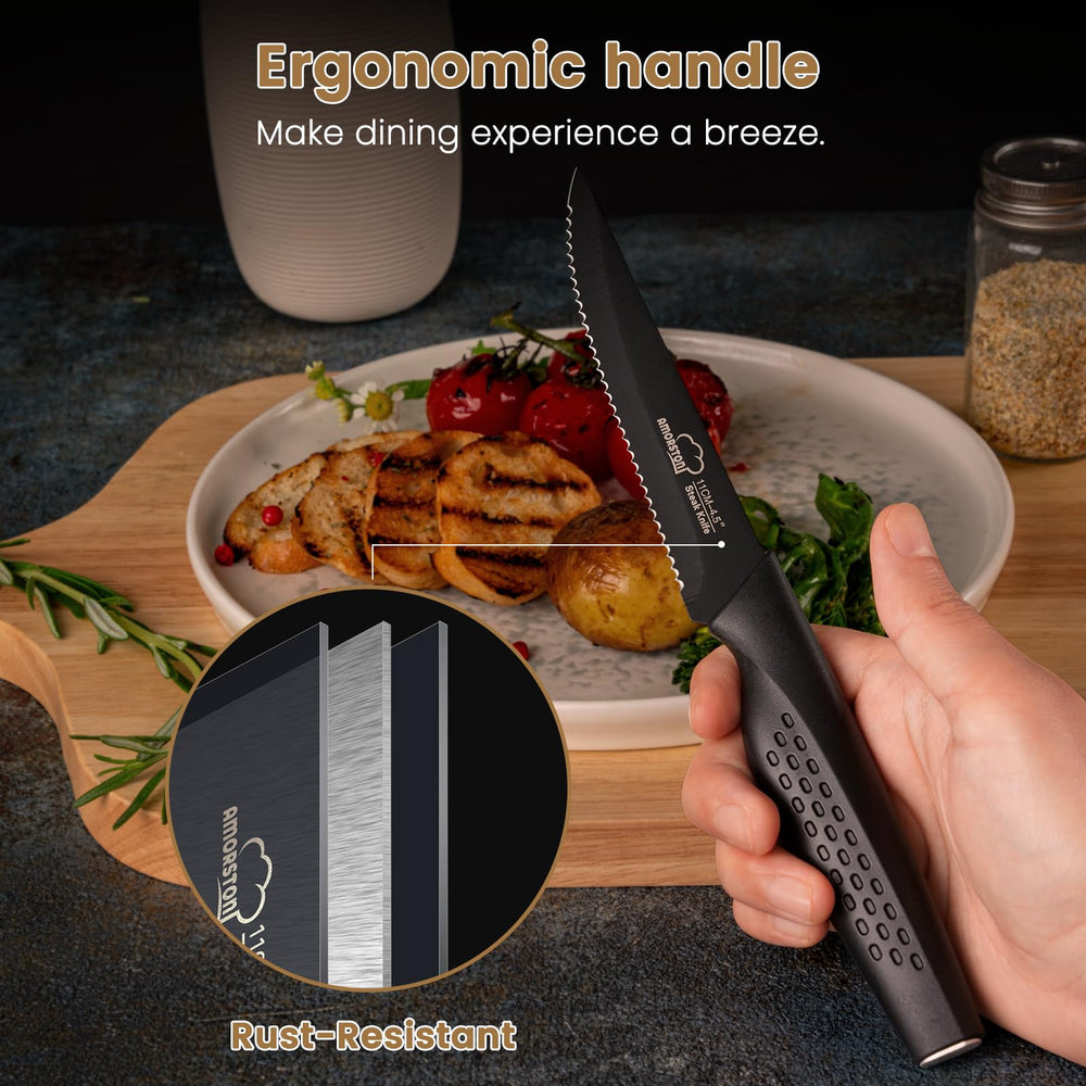 Amorston primer plano del mango ergonómico con agarre seguro