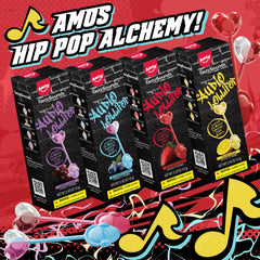 Amos lollipop in hand showing size and ease of use for on-the-go fun