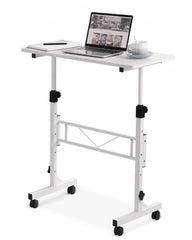 Amztabler front view of rolling standing desk showing compact workspace and mobility benefits