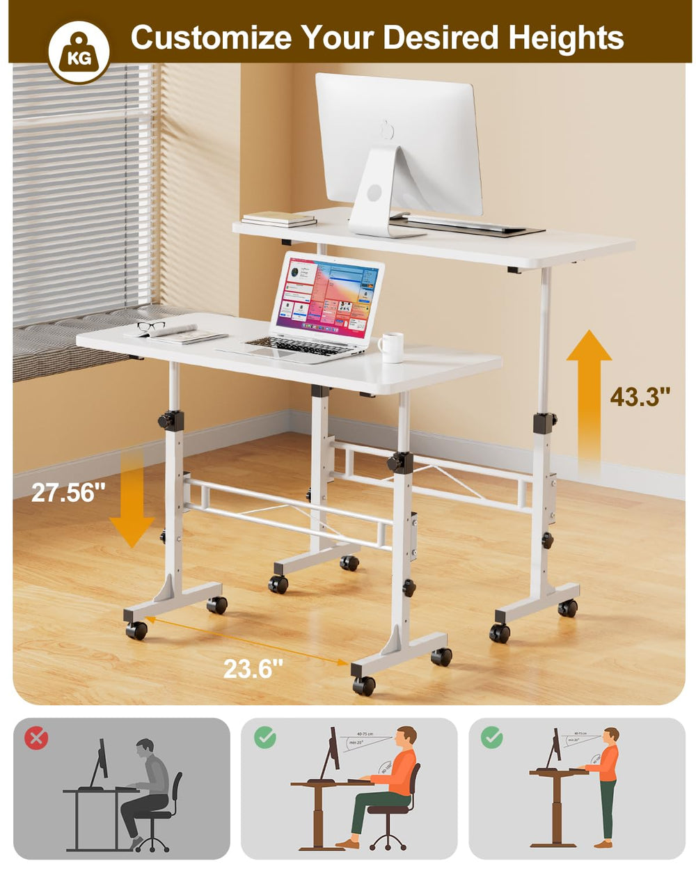 Amztabler desk mid-height showing adjustment mechanism and ergonomic positioning benefit