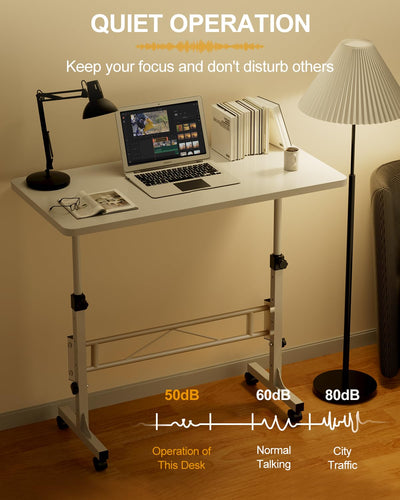 Amztabler desk paired with walking pad illustrating secure mobile treadmill workspace