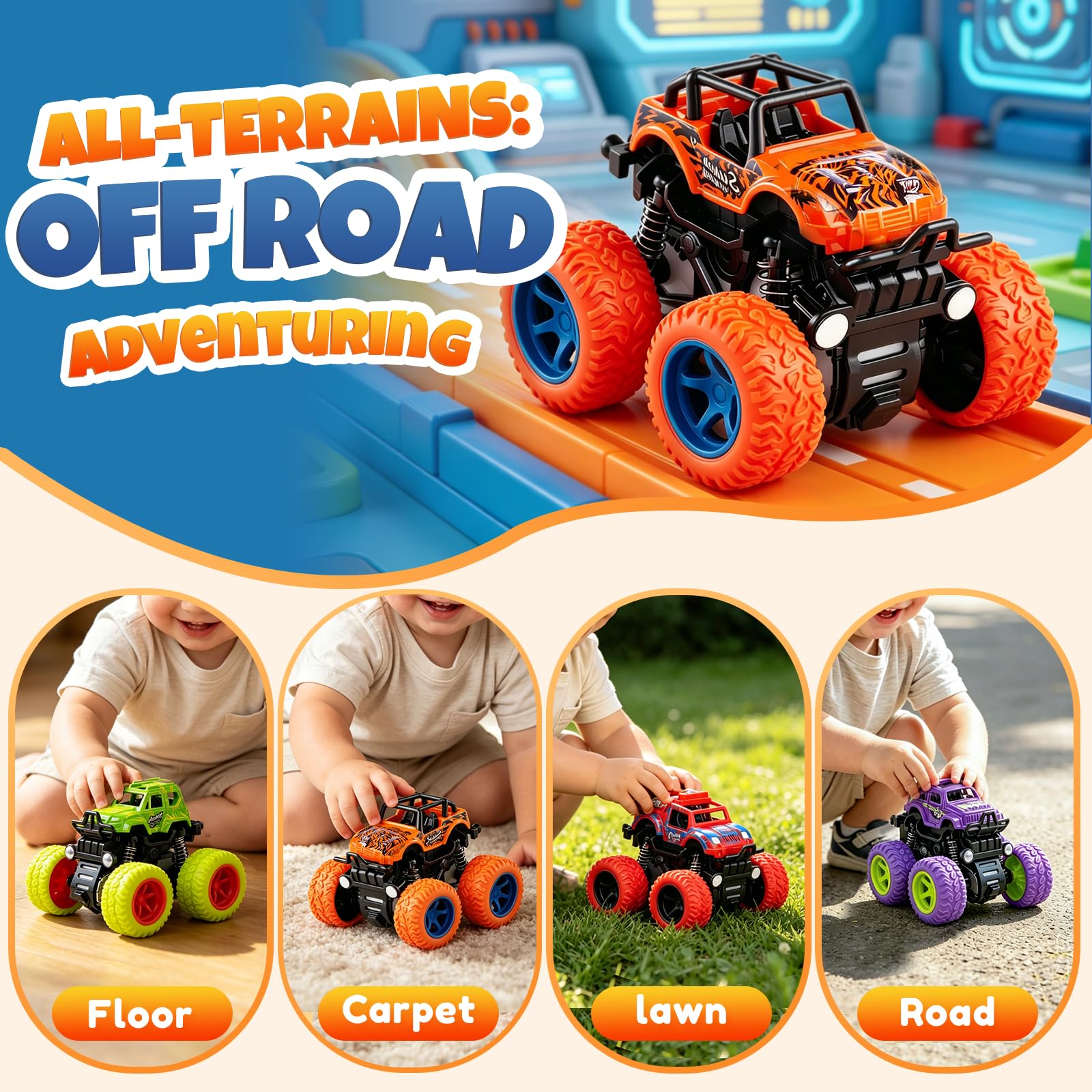 ANAOER camioneta ruedas grandes sobre alfombra ideal para juegos interiores