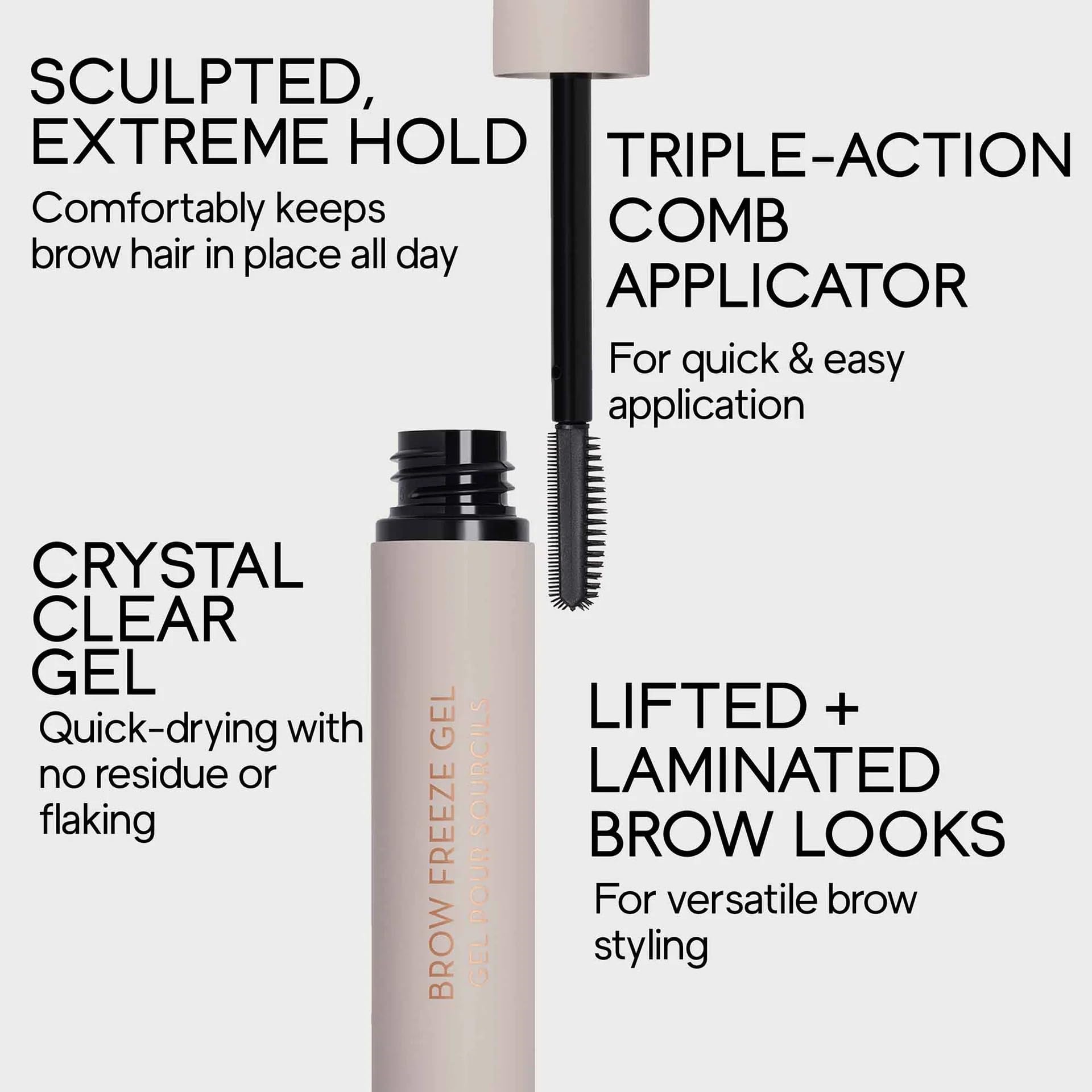 Anastasia Brow Freeze cejas peinadas con efecto laminated y natural