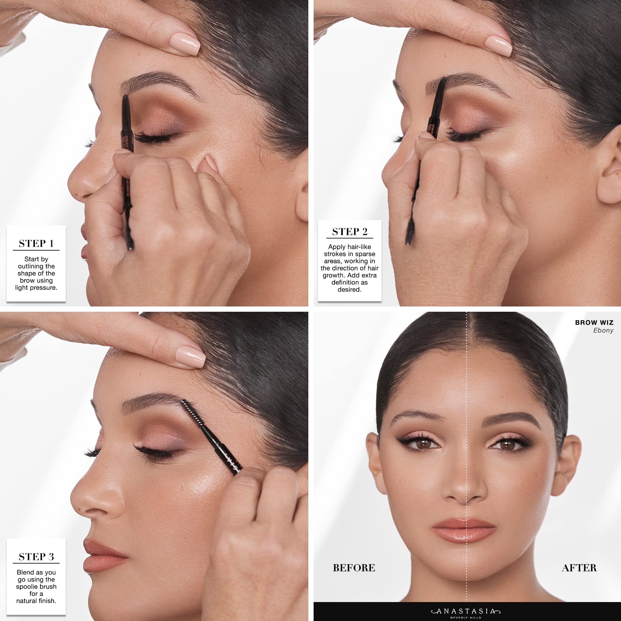 Anastasia Brow Wiz spoolie integrado peinando y difuminando cejas