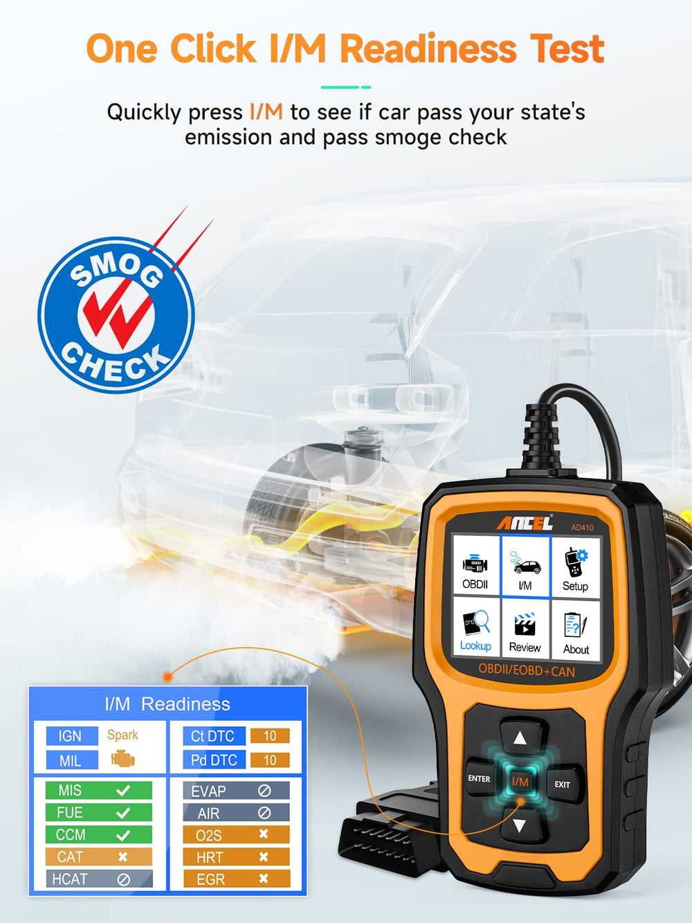 ANCEL AD410 button detail for easy navigation and faster fault code access