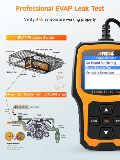 ANCEL AD410 next to a smartphone showing compact size for easy storage and transport