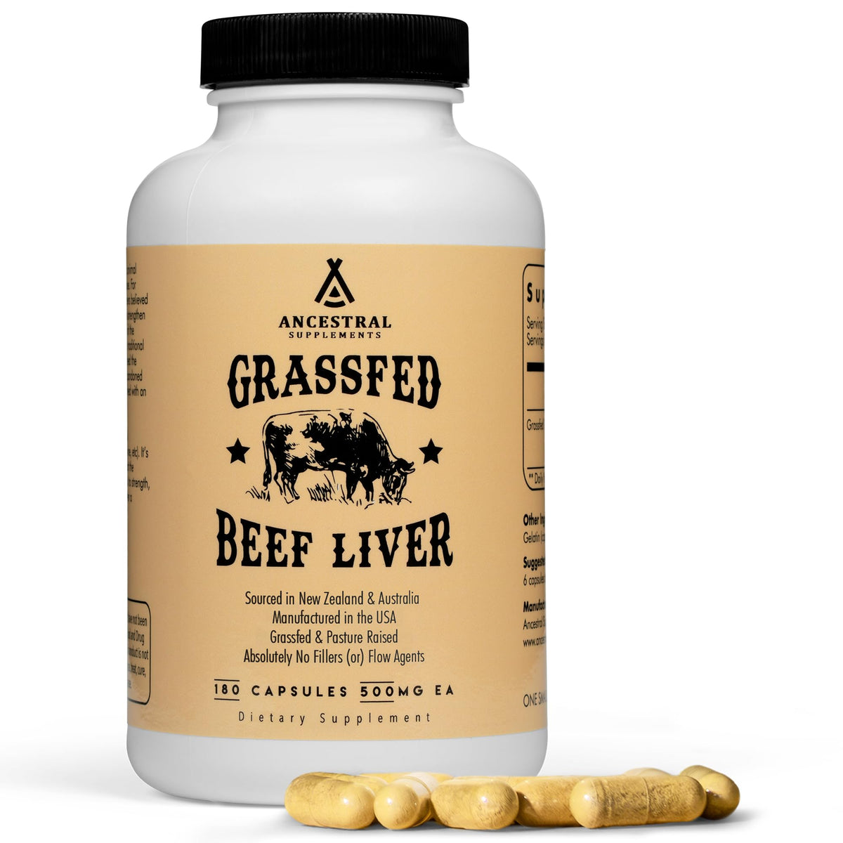 Ancestral Supplements bottle front view showing clean labeling and dosage benefits