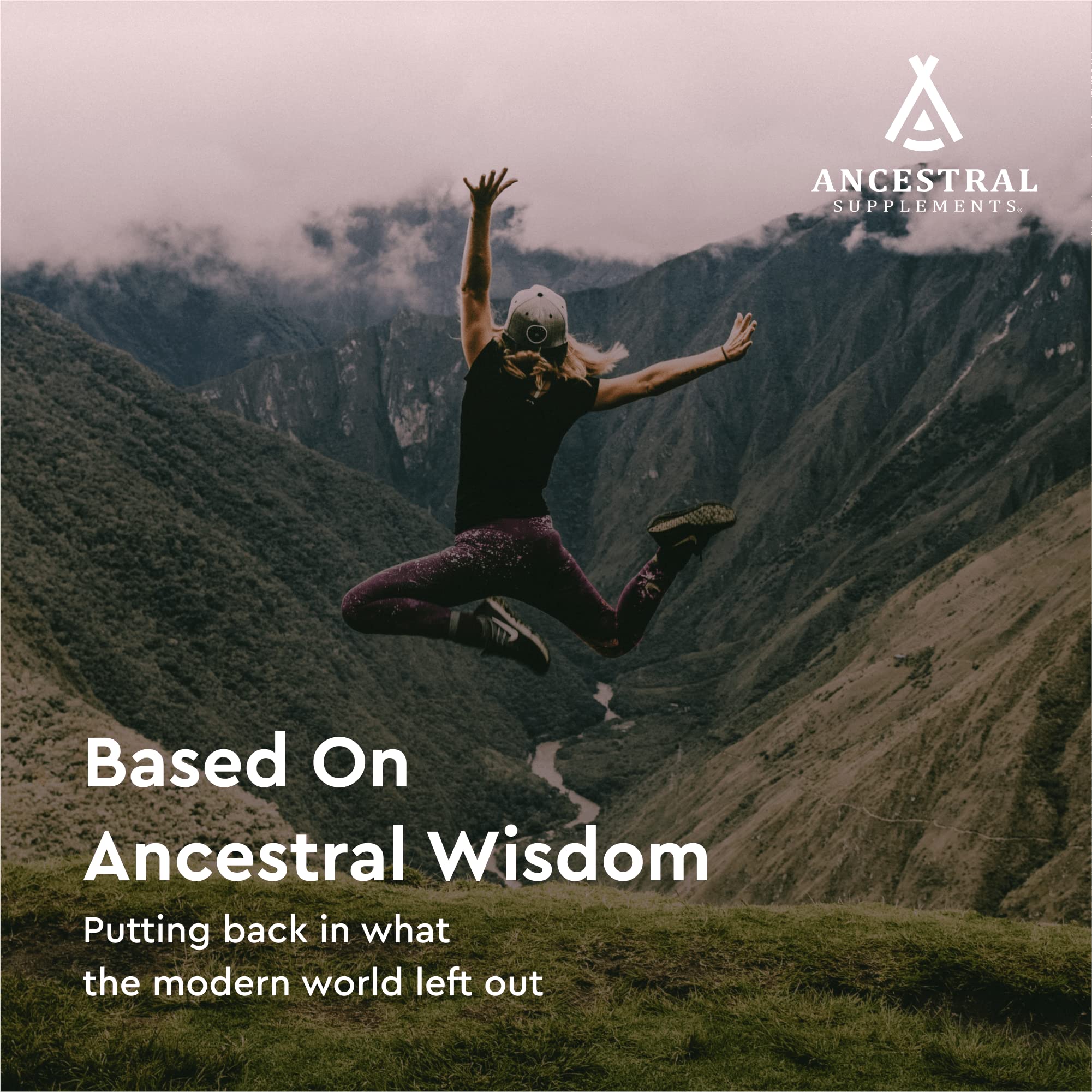 Ancestral Supplements detalle de etiqueta con lista de minerales y origen natural
