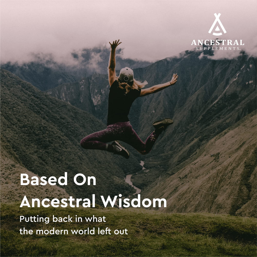 Ancestral Supplements detalle de etiqueta con lista de minerales y origen natural