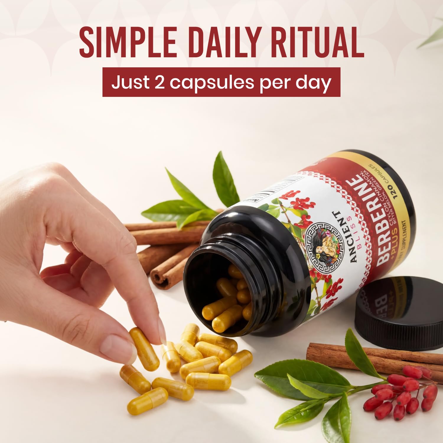 Ancient Bliss etiqueta con información nutricional y dosis clara por servicio