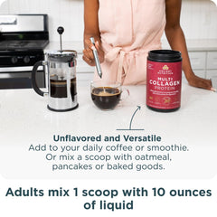 Ancient Nutrition open jar with spoon showing scoopable powder and mixing ease