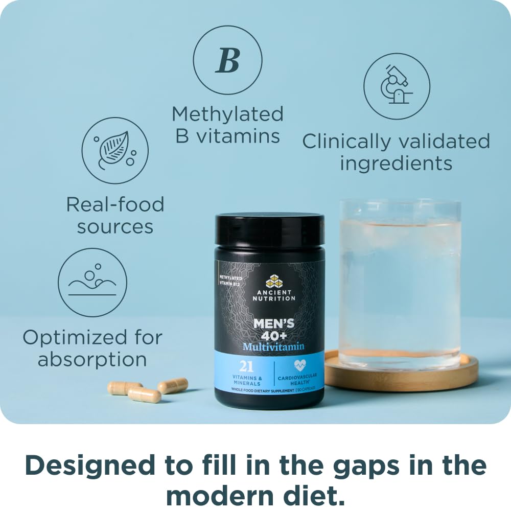 Ancient Nutrition label closeup highlighting methylated vitamins benefit