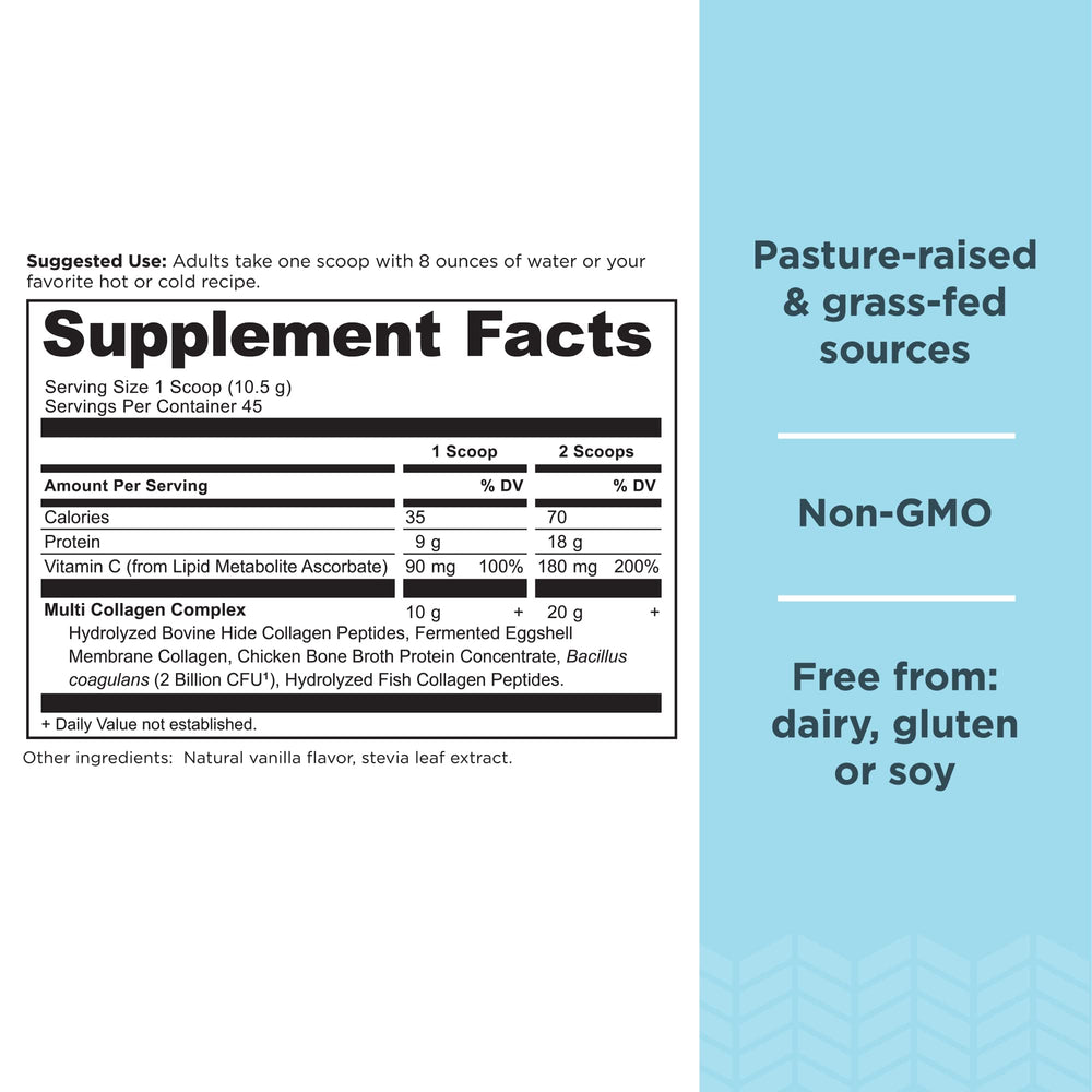 Ancient Nutrition primer plano del polvo enfatizando textura fina y solubilidad