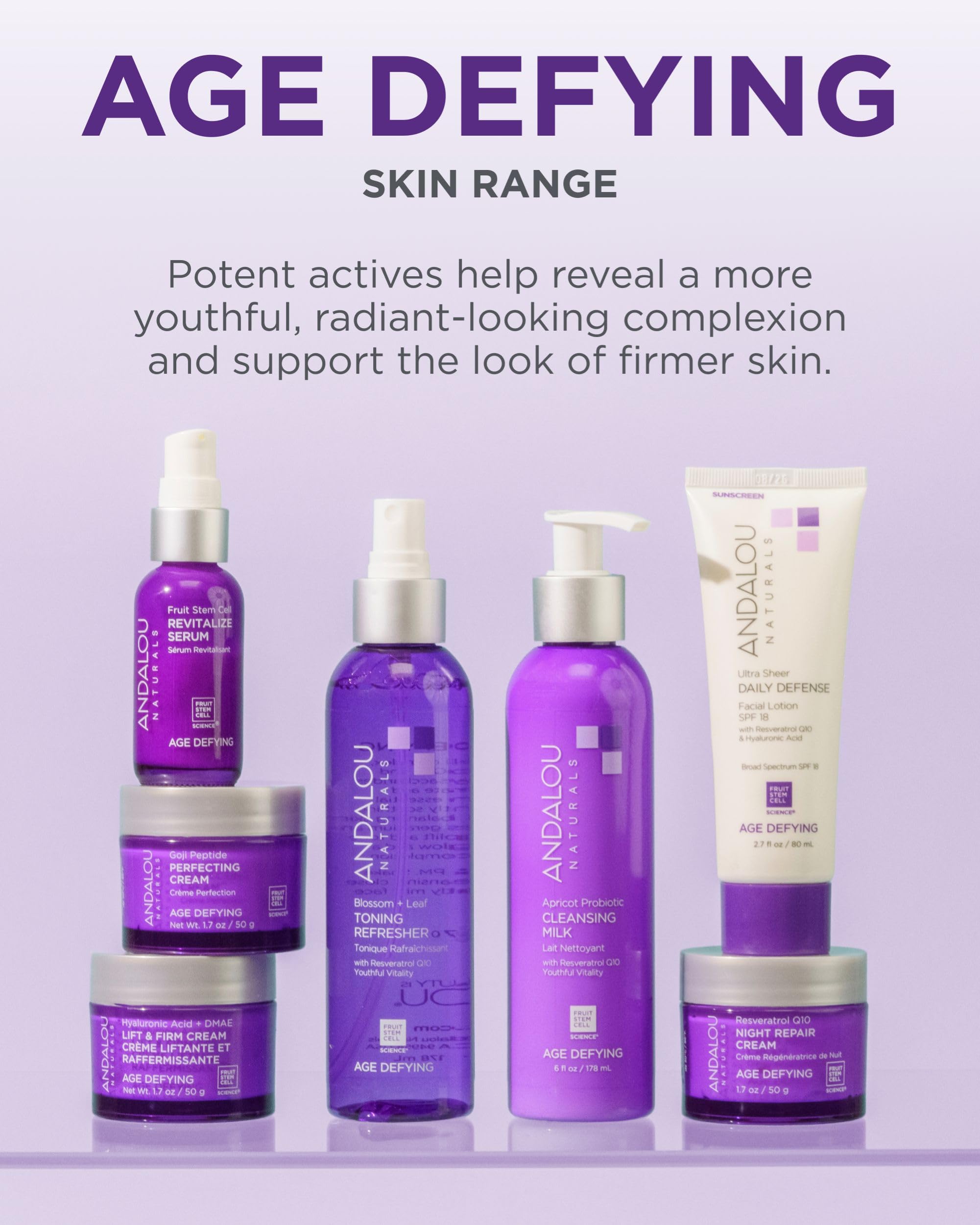 Andalou Naturals detalle de resveratrol ilustrando aporte antioxidante visible