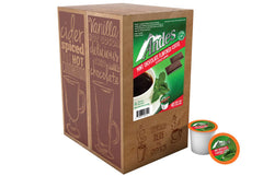 Andes primer plano del café molido dentro de la cápsula, calidad del grano Arábica