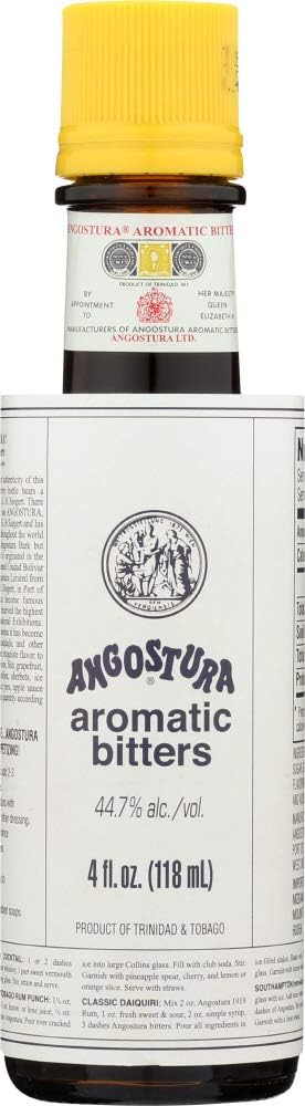ANGOSTURA etiqueta del Original en primer plano que resalta autenticidad y uso