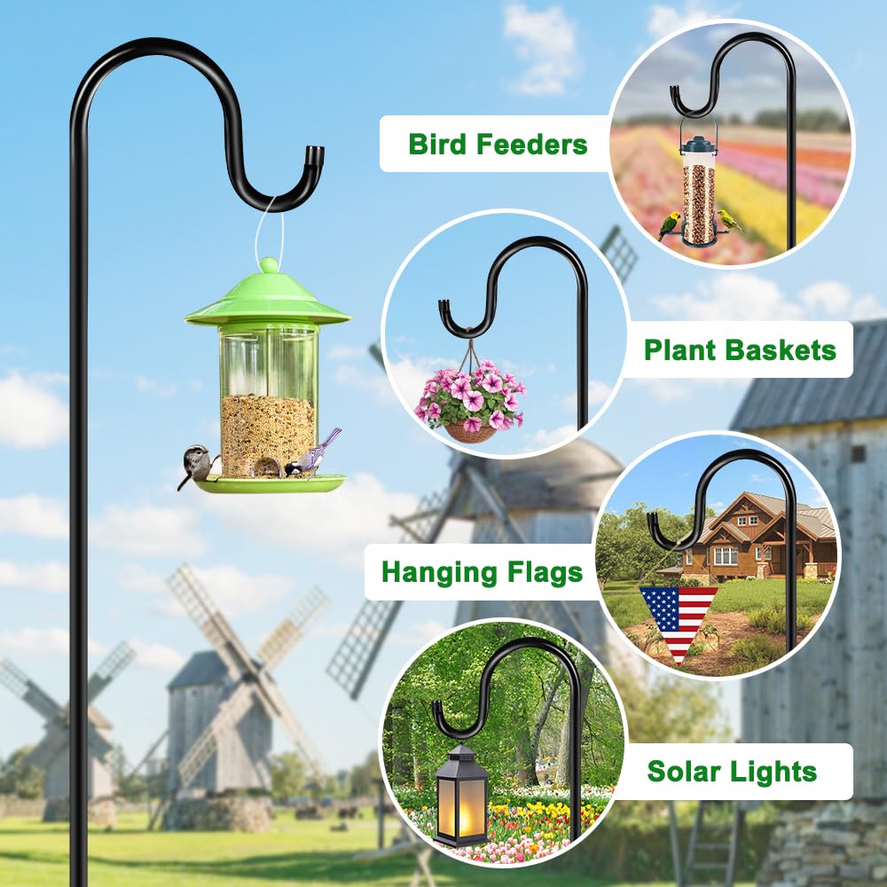 ANIDEER shepherds hook in garden with bird feeder showing wildlife attraction benefit