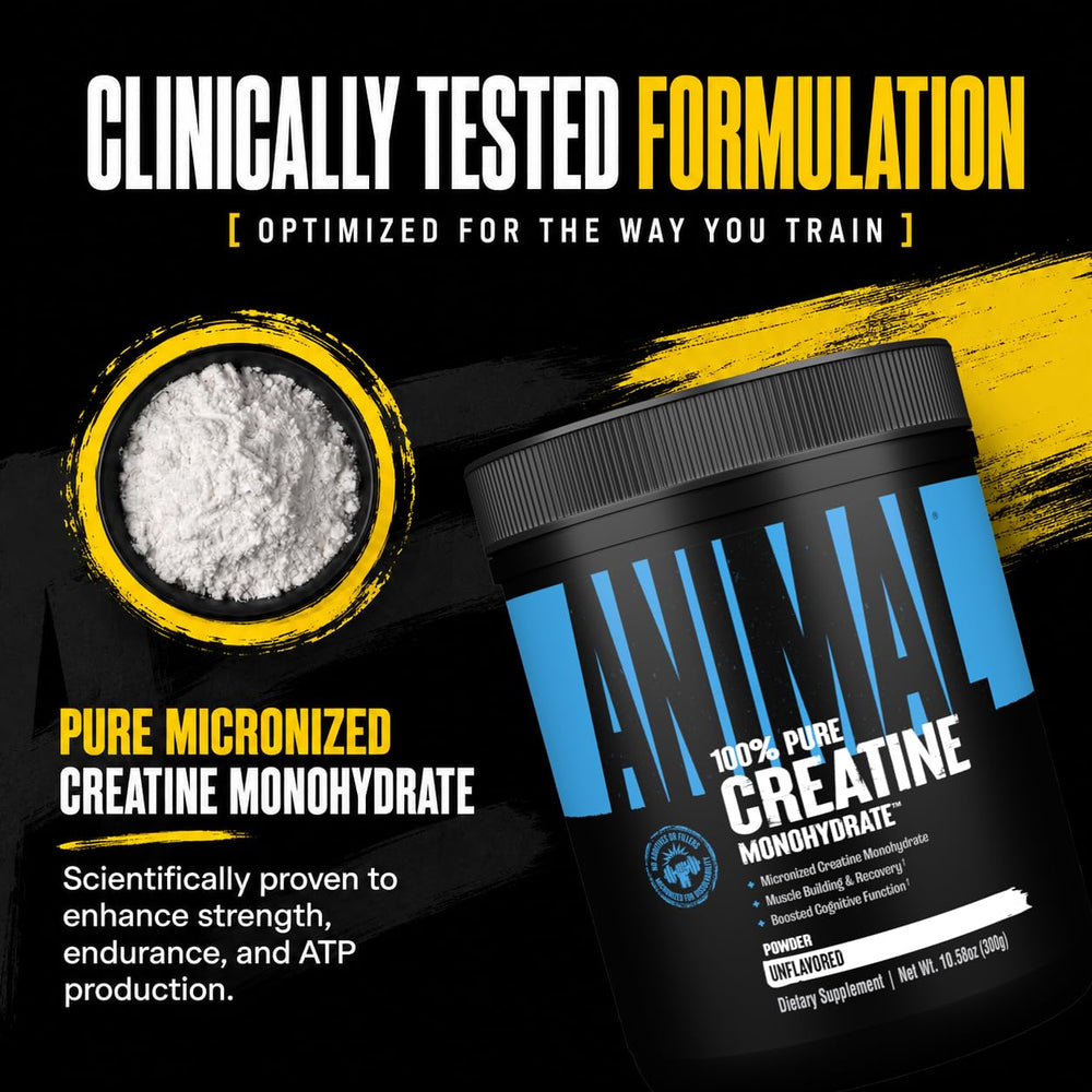 Animal creatine etiqueta nutricional visible que garantiza transparencia