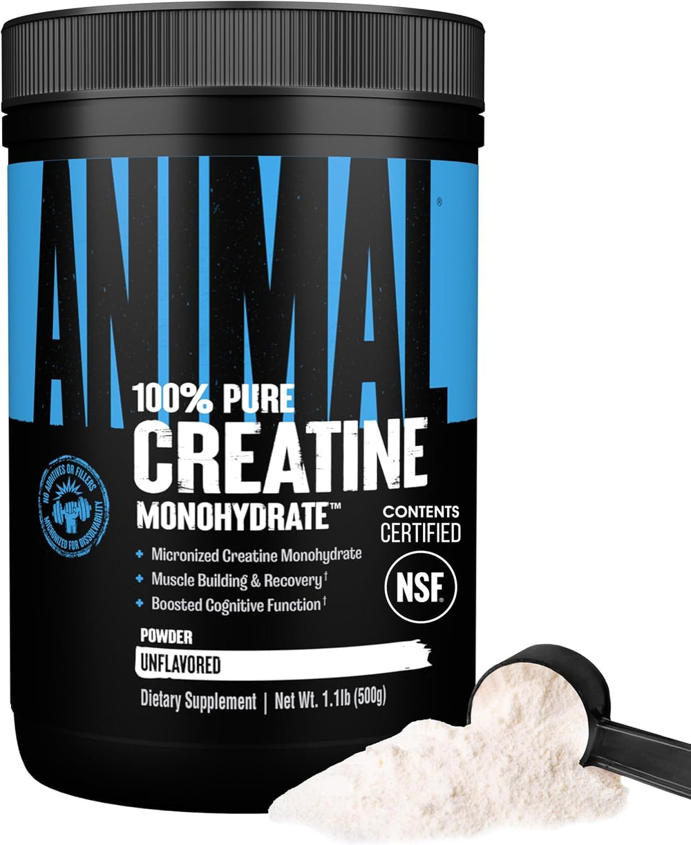 Animal creatine vista frontal del envase que inspira confianza y calidad
