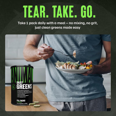 Animal Daily Greens spirulina and chlorella ingredient display highlighting nutrient density