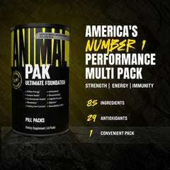 Animal Pak sobre abierto con las píldoras listas y facilidad de uso