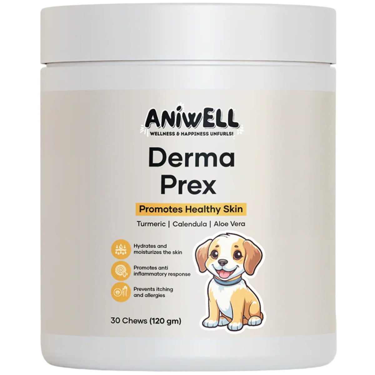 Aniwell DermaPrex envase frontal mostrando diseño y beneficios para la piel