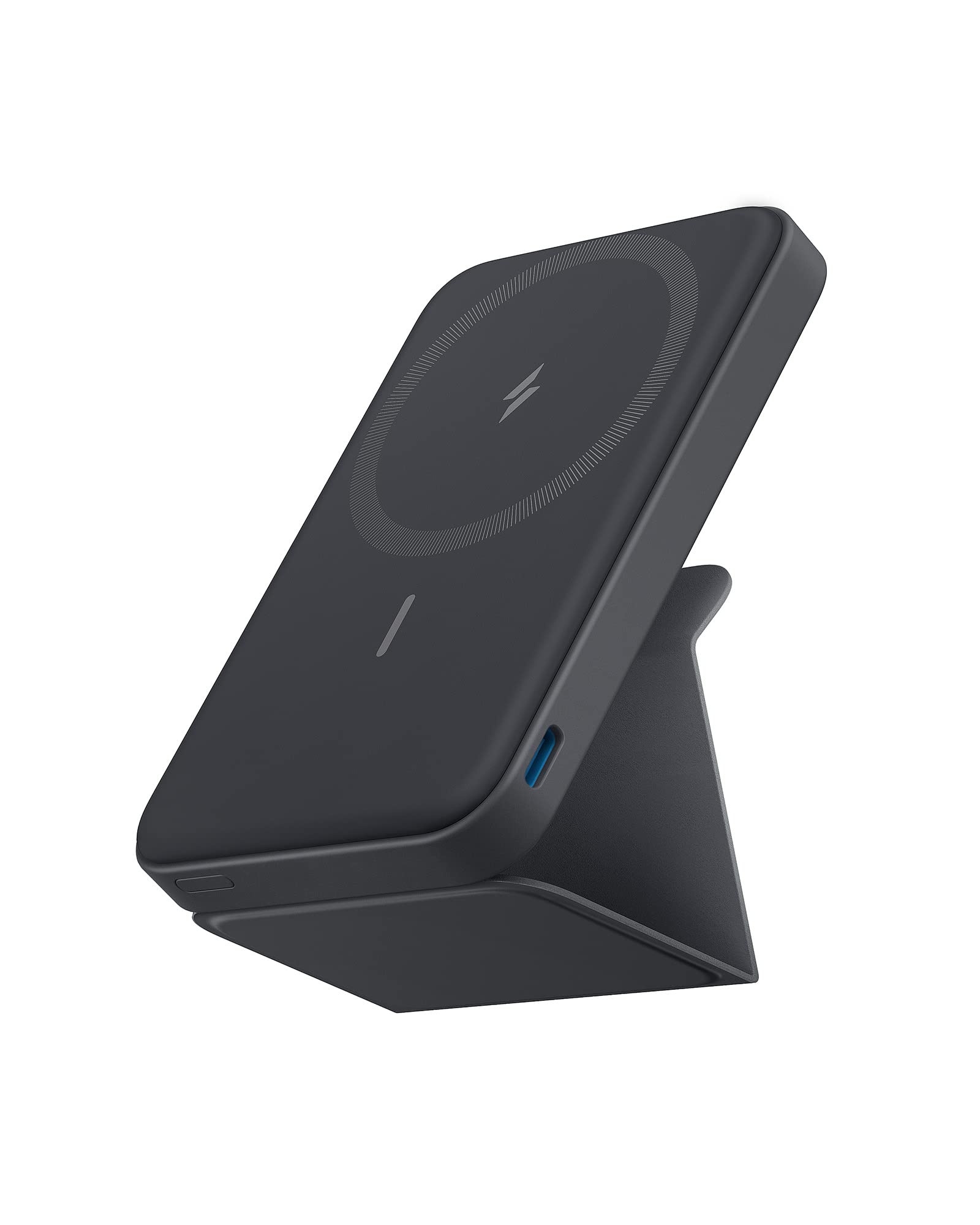 Anker 622 frontal con iPhone magnetizado mostrando carga segura