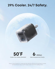 Anker con cable de 6 ft conectado a teléfono mostrando carga rápida
