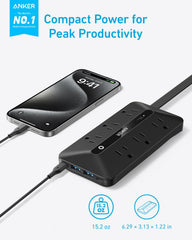 Anker detalle del enchufe plano y cable, facilita instalación detrás de muebles