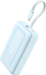 Anker frontal del power bank mostrando diseño y puertos, portátil y fiable