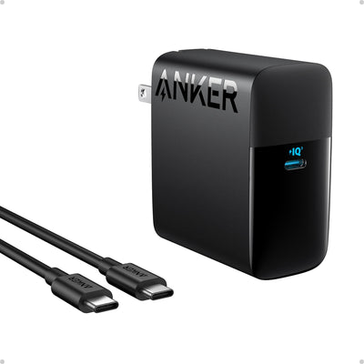 Anker front view showing compact 100W charger for travel convenience