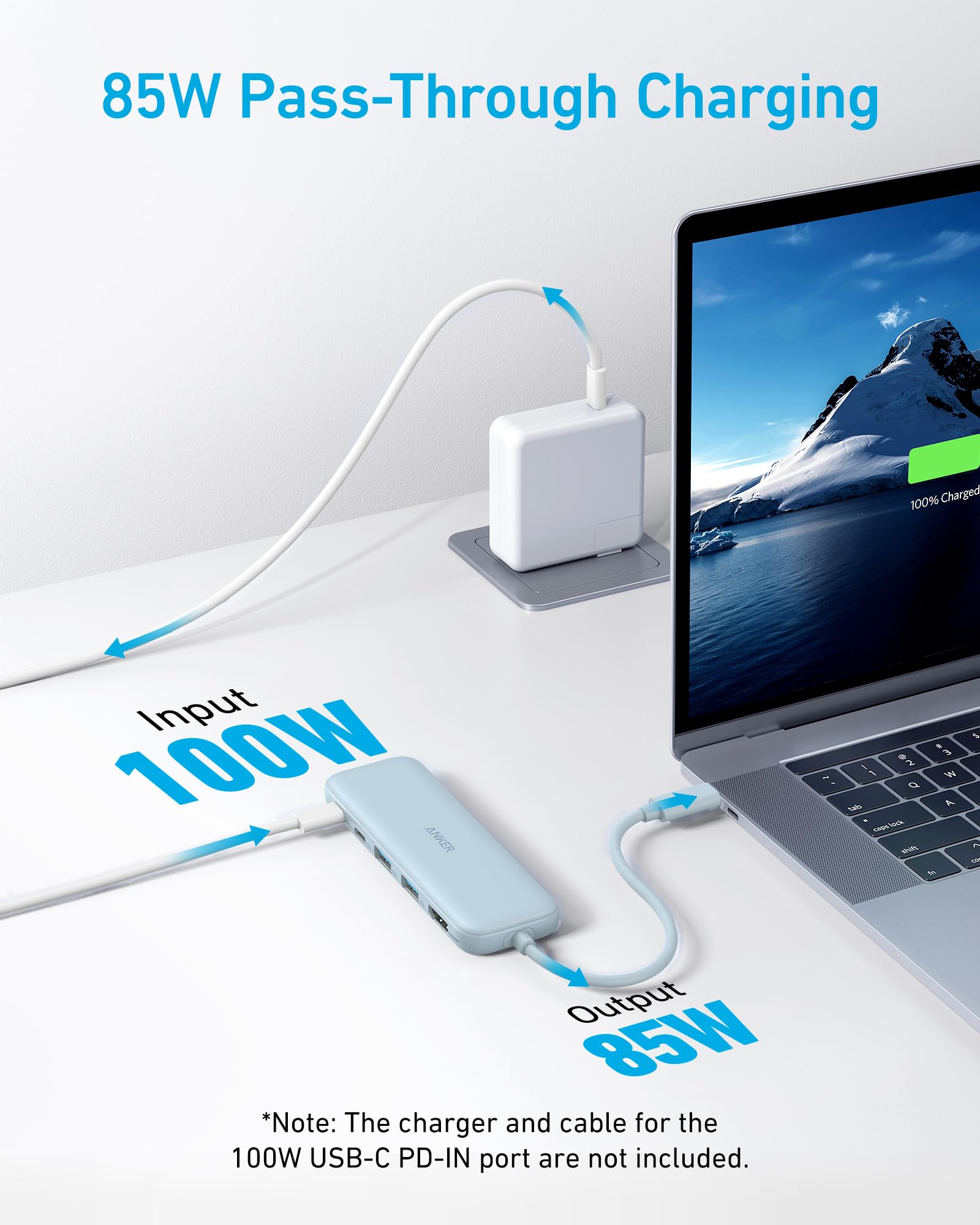 Anker primeros planos de puertos USB‑A y USB‑C para transferencias rápidas