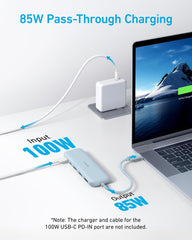 Anker primeros planos de puertos USB‑A y USB‑C para transferencias rápidas