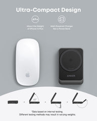 Anker MagGo close-up of Apple Watch dock with secure magnetic placement benefit