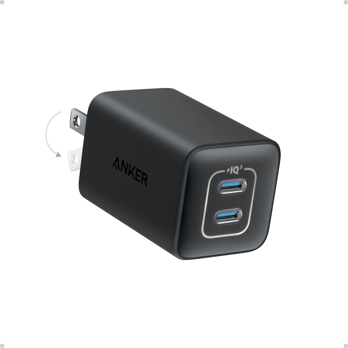 Anker Nano vista frontal mostrando dos puertos USB-C y diseño compacto, ideal para viaje