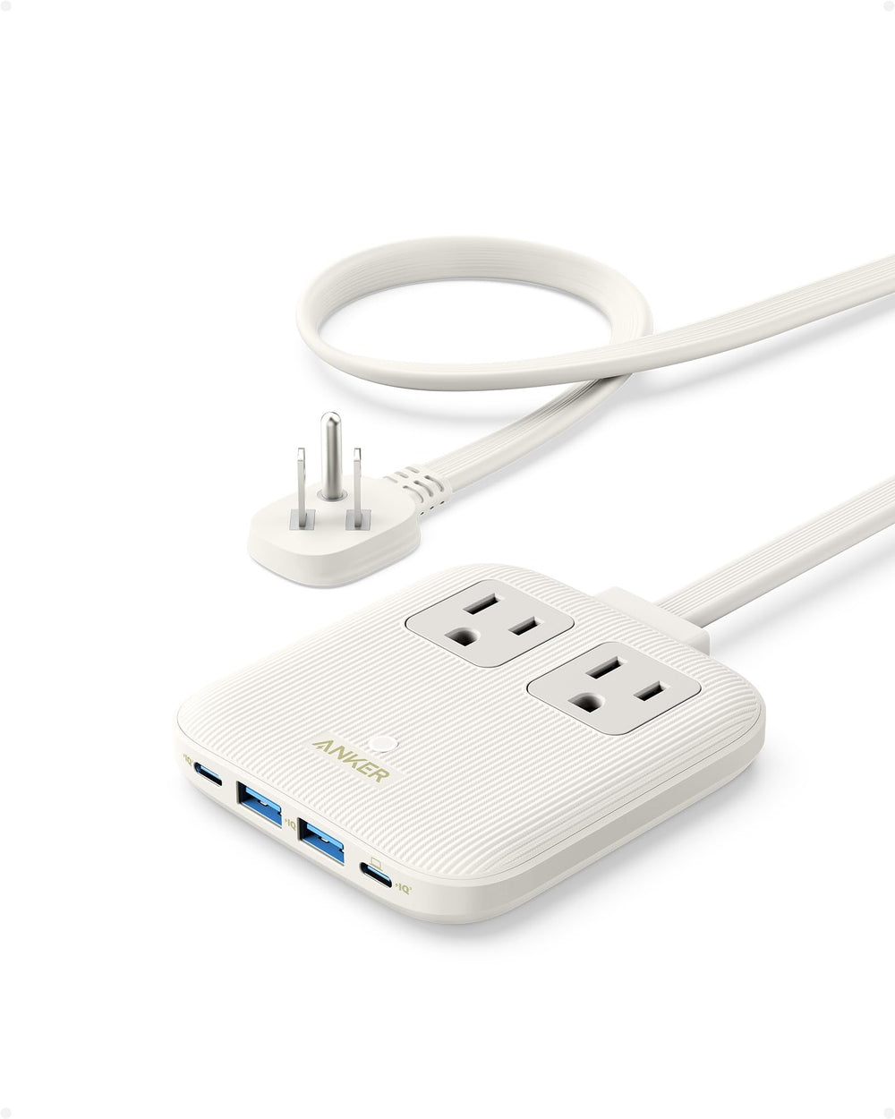 Anker Nano 67W vista frontal mostrando todos los puertos y carga simultánea