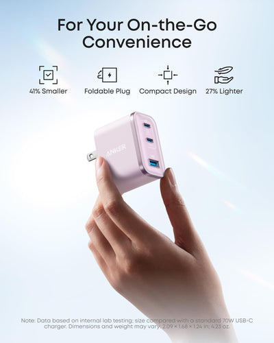Anker nano 70W con cable USB-C incluido listo para conectar dispositivos