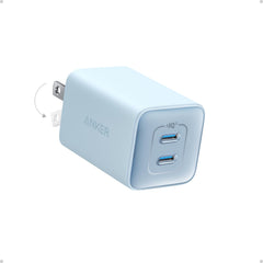 Anker Nano frontal del cargador compacto mostrando dos puertos USB-C y su diseño portátil