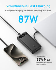 Anker built-in USB-C cable closeup demonstrating no-cable hassle benefit