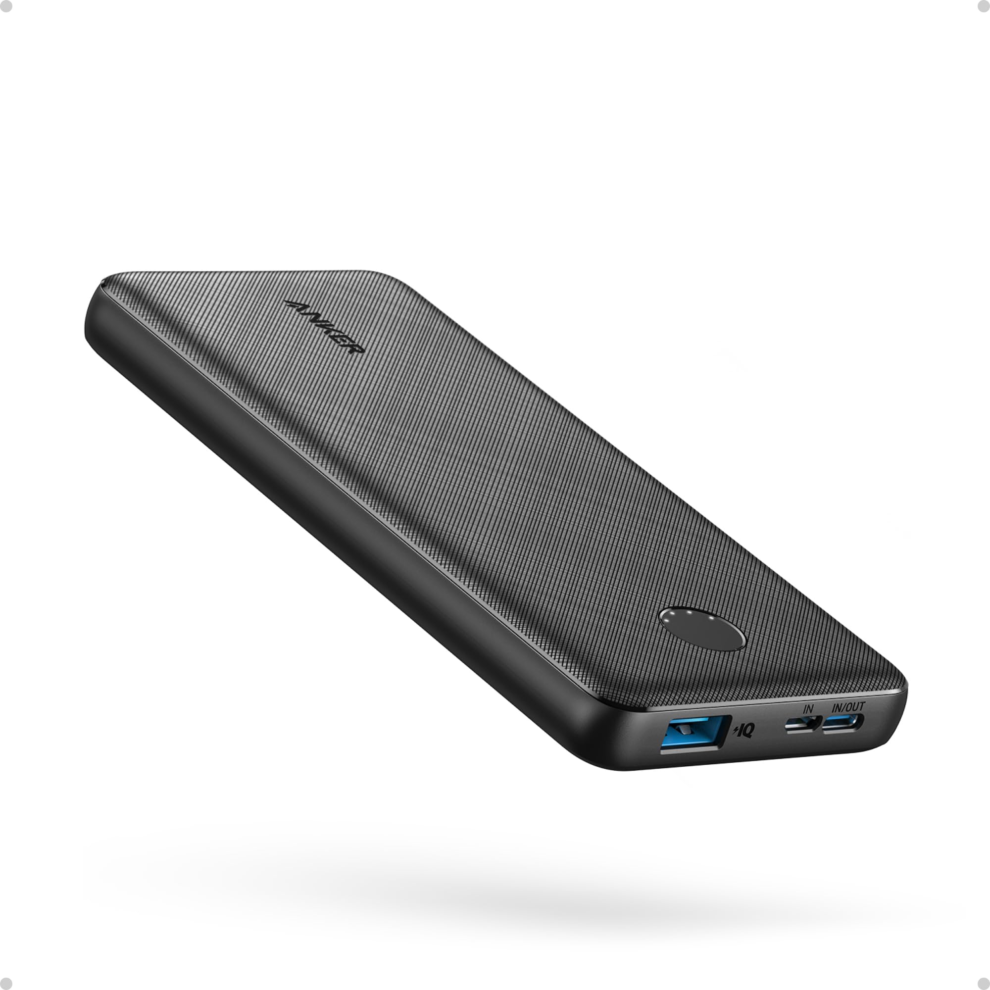 Anker PowerCore Slim 10000 frontal mostrando diseño delgado y peso ligero