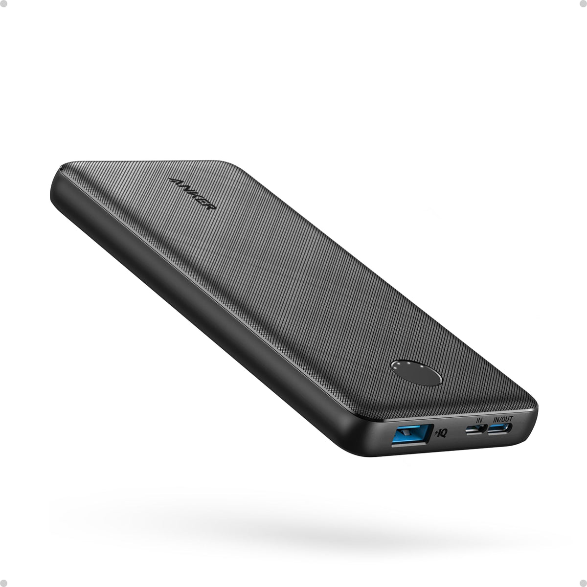 Anker PowerCore Slim 10000 frontal mostrando diseño delgado y peso ligero