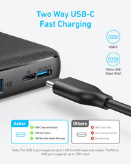 Anker PowerCore Slim en mano demostrando portátil y fácil transporte