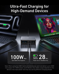 Anker powering two laptops simultaneously to demonstrate high output