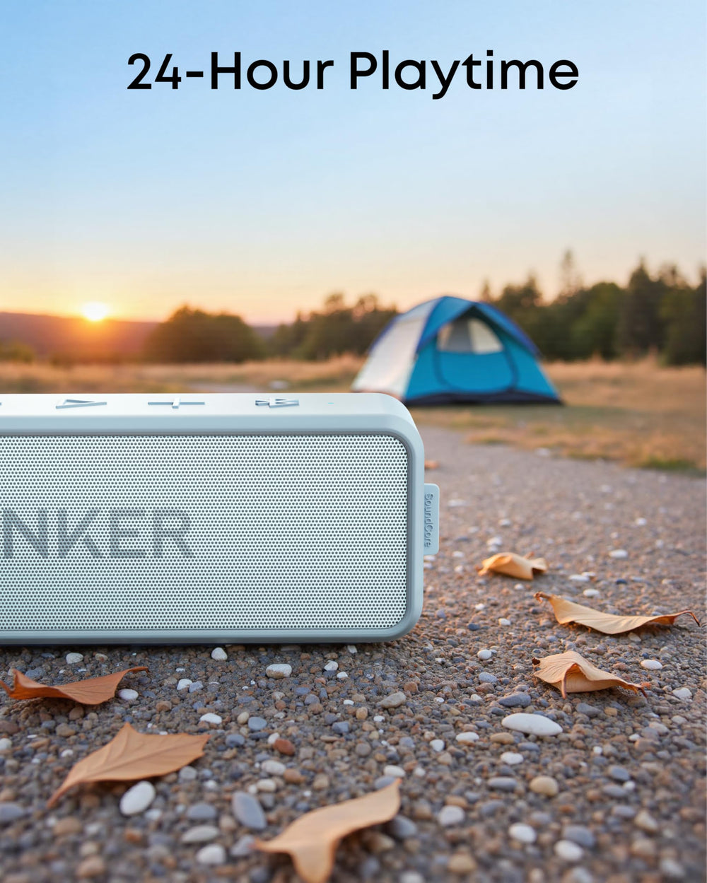 Anker Soundcore 2 etiqueta y puertos mostrando batería y conectividad