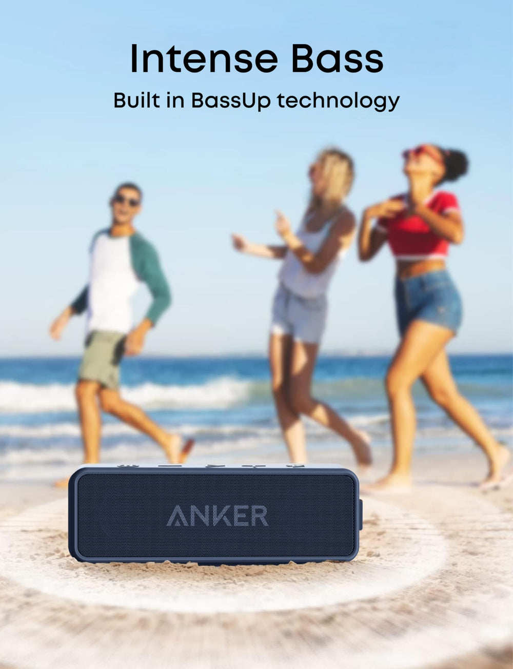 Puerto de graves del Anker Soundcore 2 que realza bajos profundos