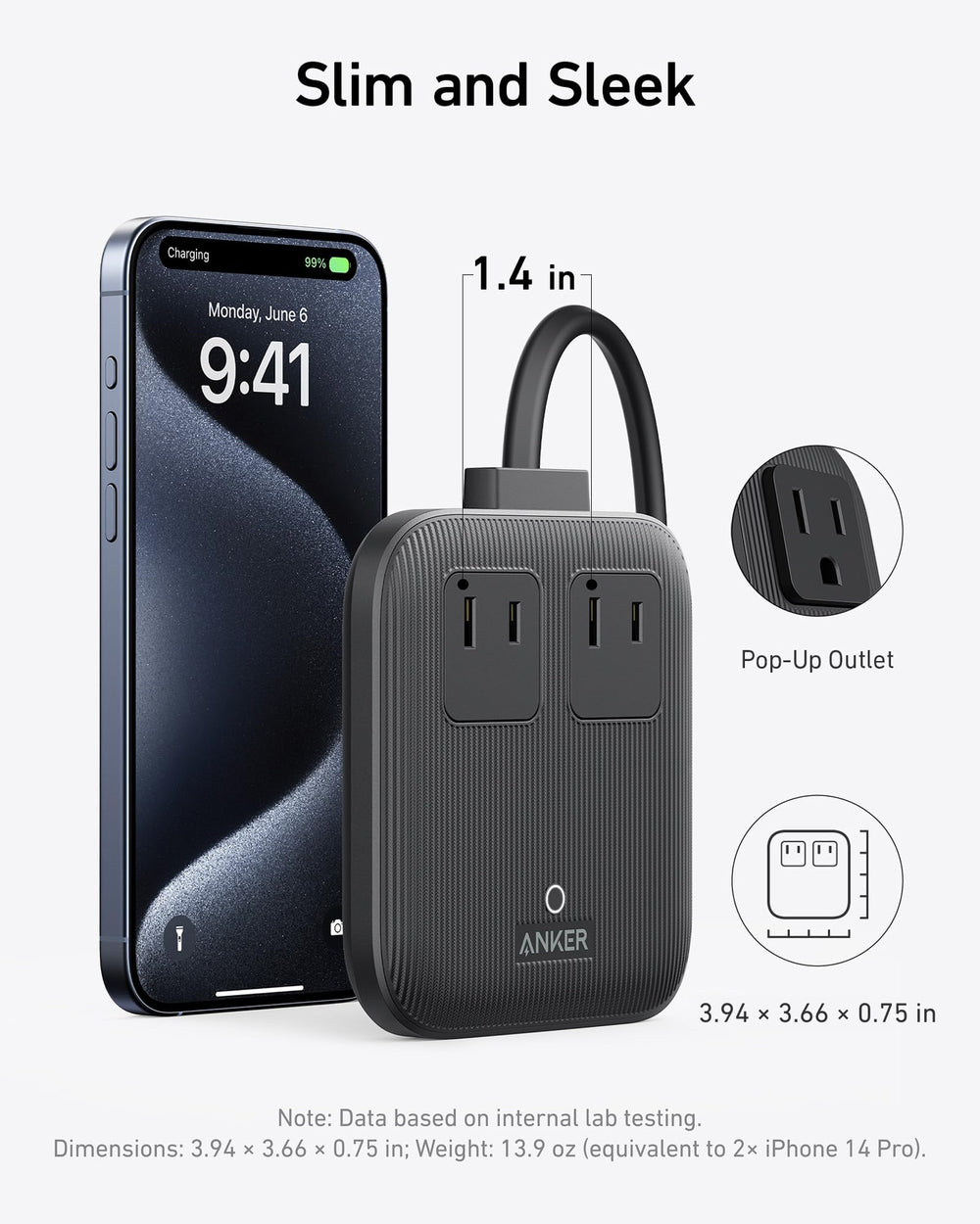 Anker en uso sobre escritorio con laptop y teléfono, organiza cables y alimenta varios